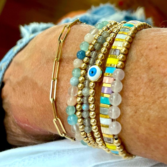 Handmade 14k gold filled bead stretch bracelet. Add to your stack! - Picture 6 of 11